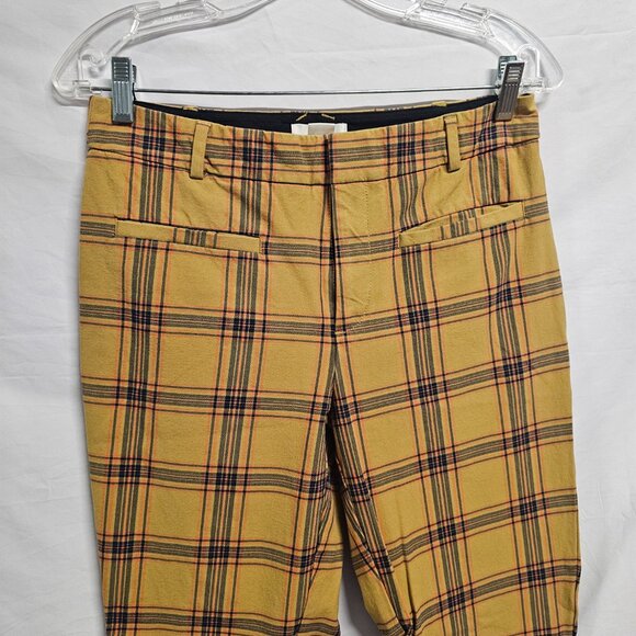 Anthropologie Maeve The Essential Slim Kick Flare Plaid Pants Women Size 6 - Picture 3 of 12